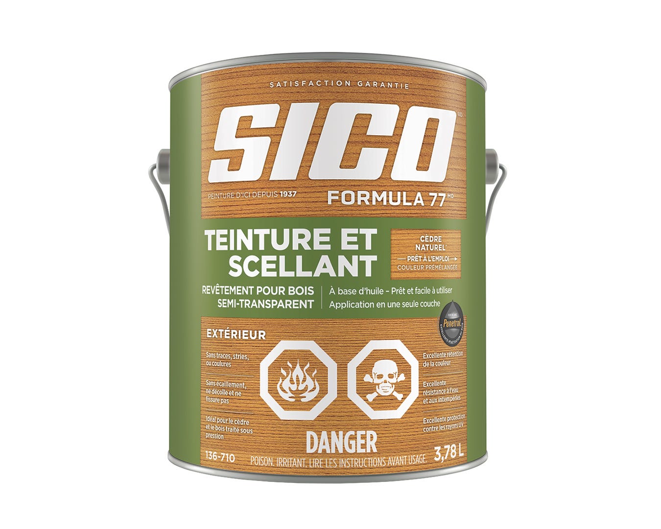 SICO Stain and Sealer, Semi-Transparent Exterior Wood Finish, Natural Cedar