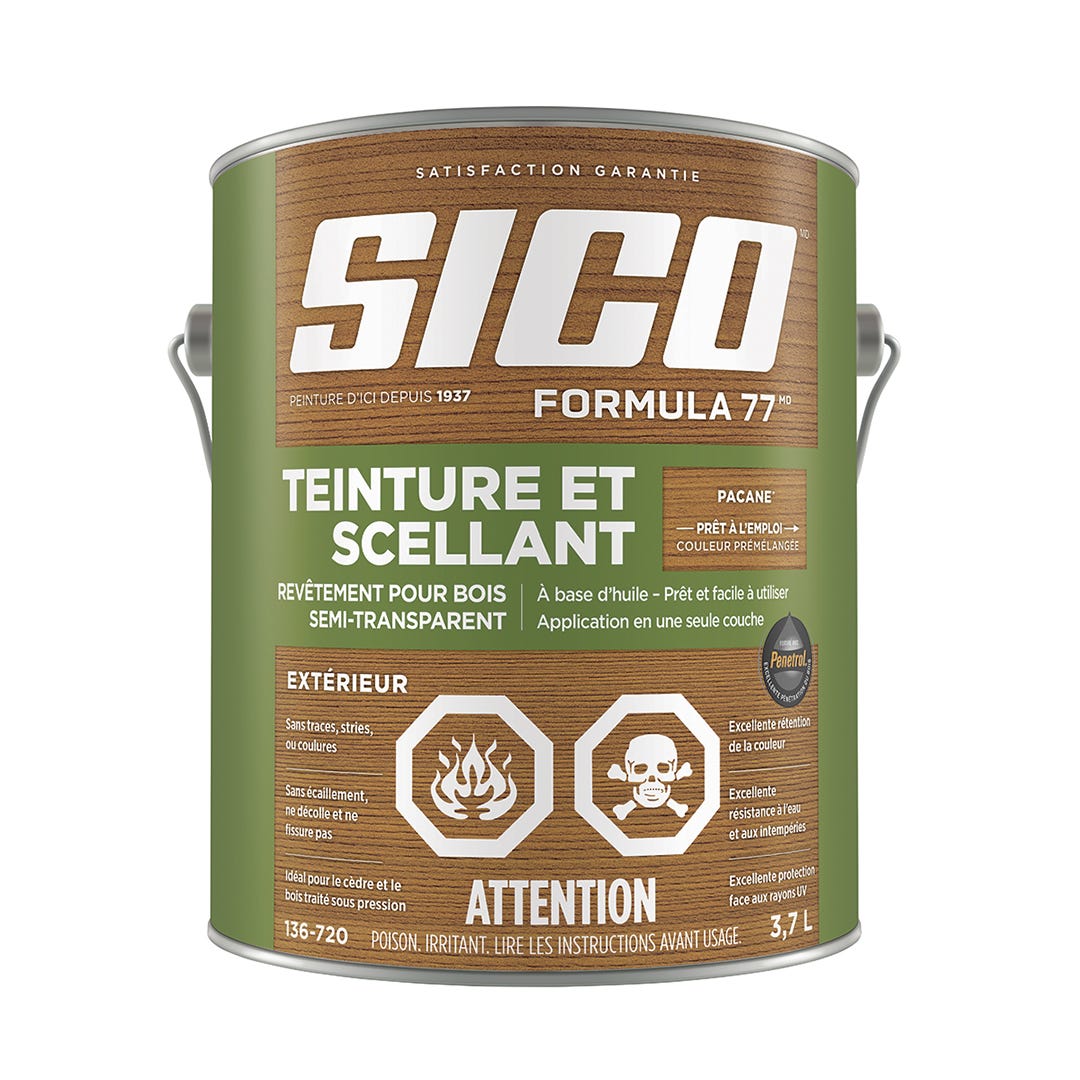 SICO Stain and Sealer, Semi-Transparent Exterior Wood Finish, Pecan