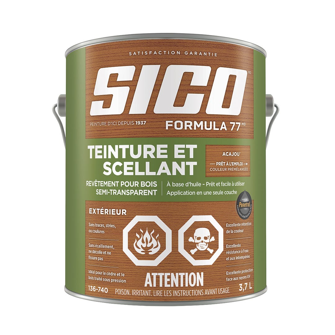 SICO Stain and Sealer, Semi-Transparent Exterior Wood Finish, Mahogany