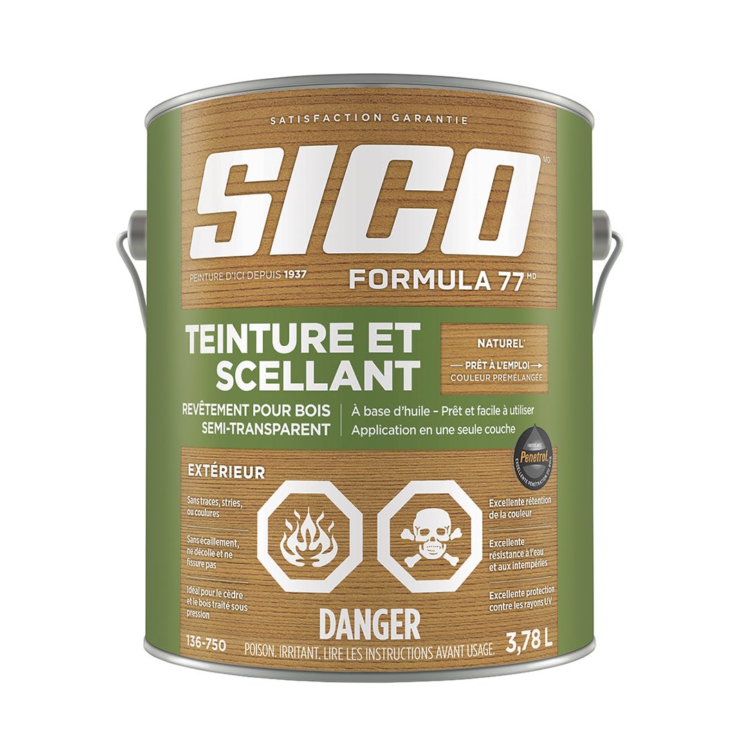 SICO Stain and Sealer, Semi-Transparent Exterior Wood Finish, Natural