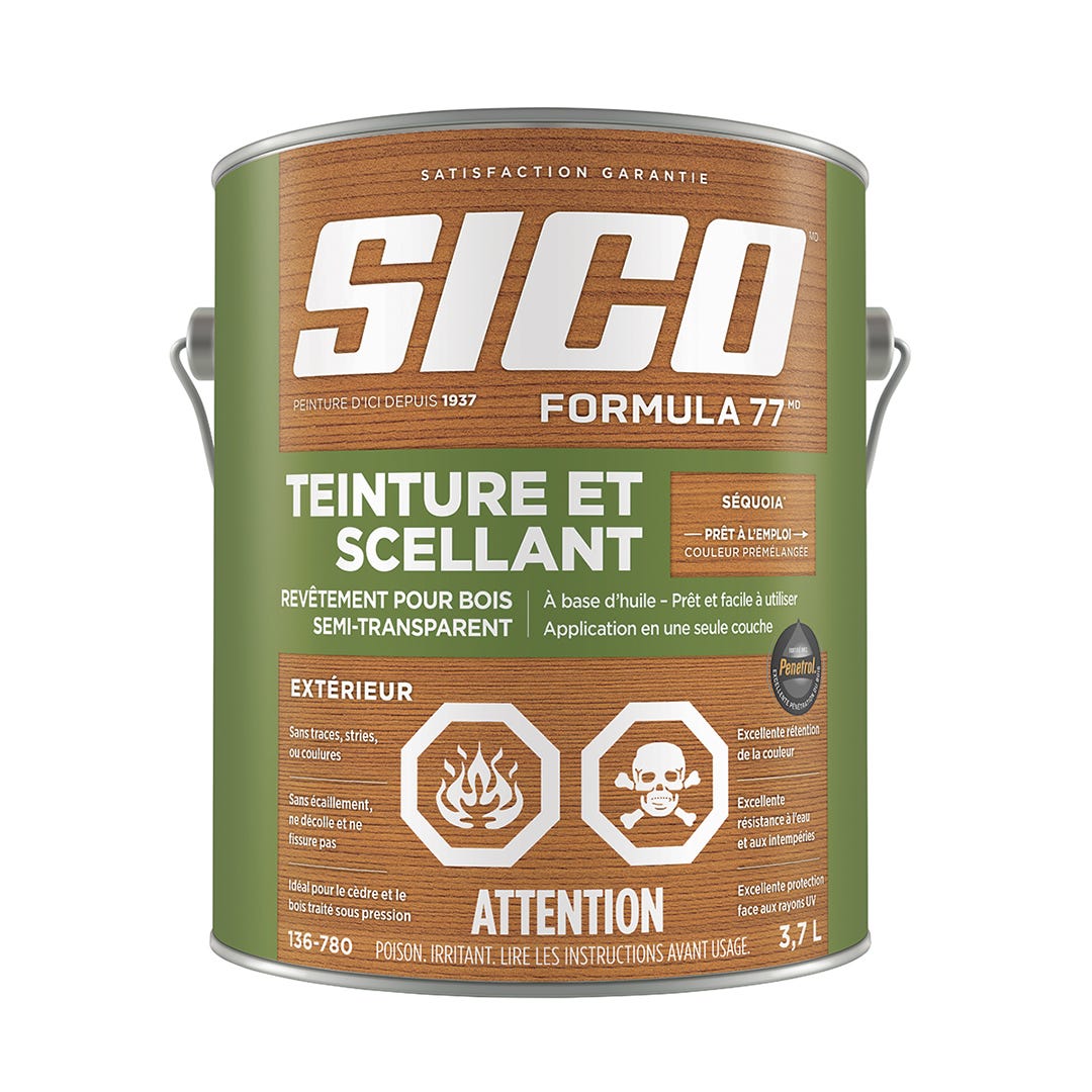 SICO Stain and Sealer, Semi-Transparent Exterior Wood Finish, Redwood