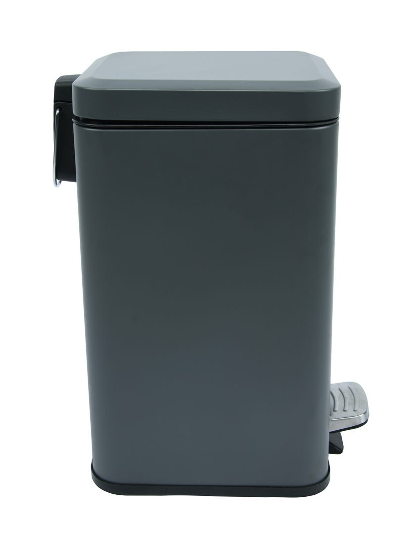 Square Stainless Steel Waste Bins with Pedal, Grey, 12 L