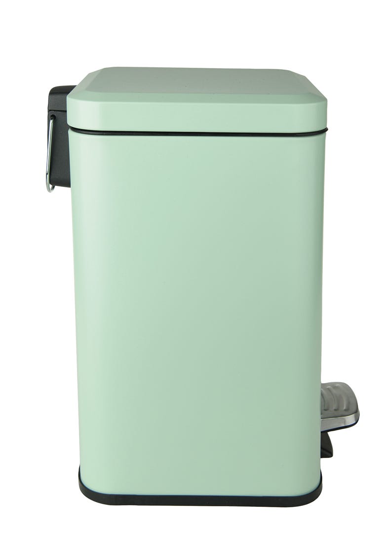 Square Stainless Steel Waste Bins with Pedal, Green, 12 L