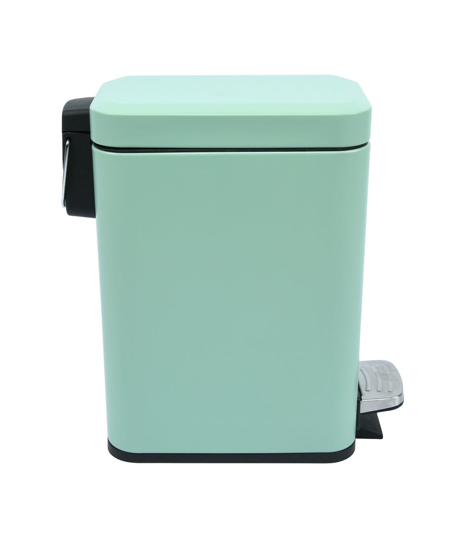 Rectangle Stainless Steel Waste Bins with Pedal, Green, 5 L
