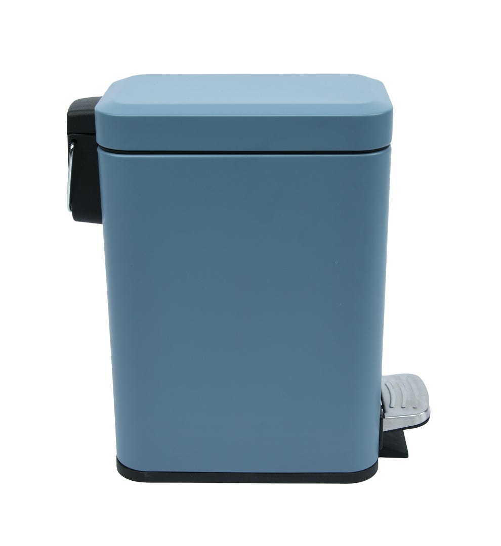 Rectangle Stainless Steel Waste Bins with Pedal, Blue, 5 L