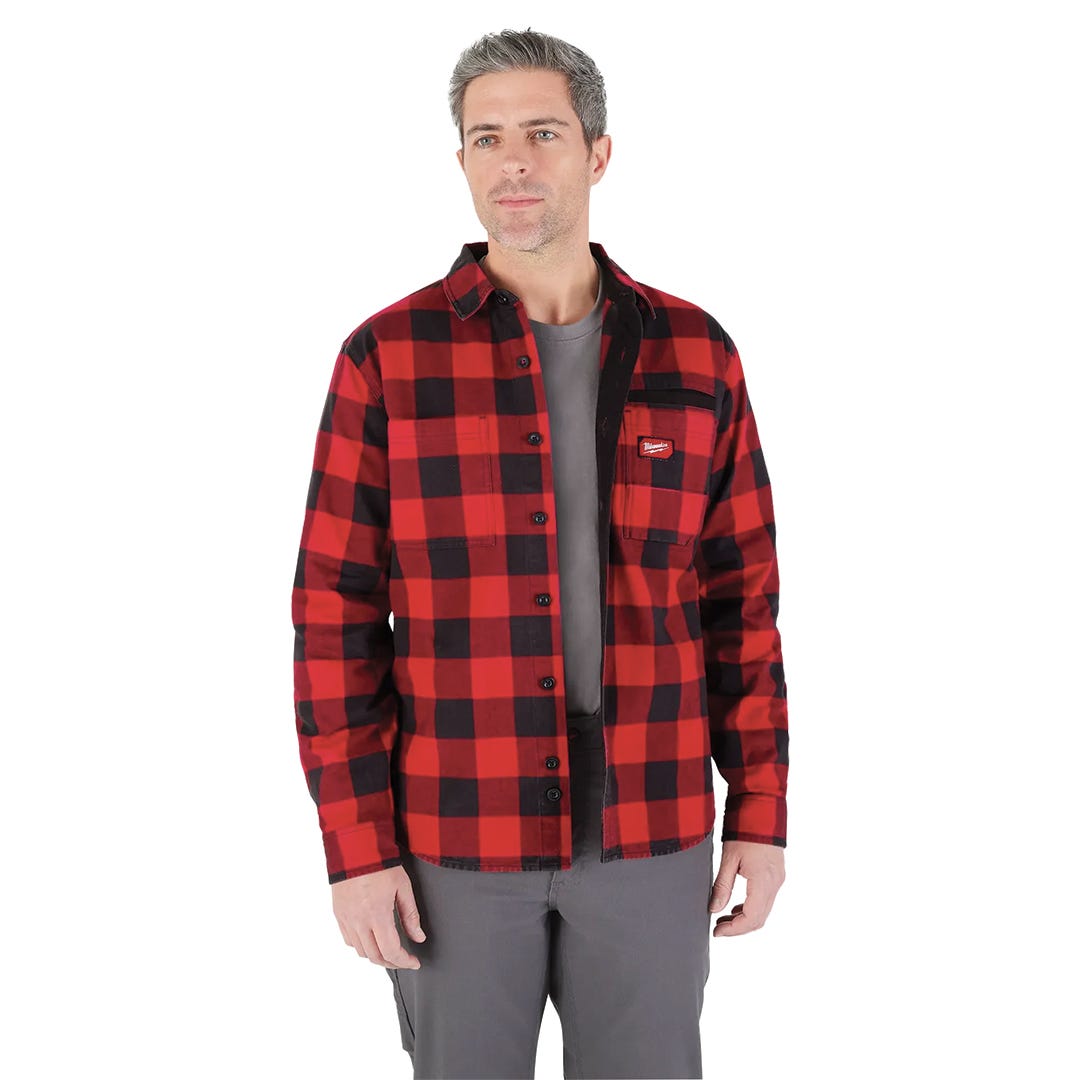 MILWAUKEE GRIDIRON Flannel Shirt, Red, L