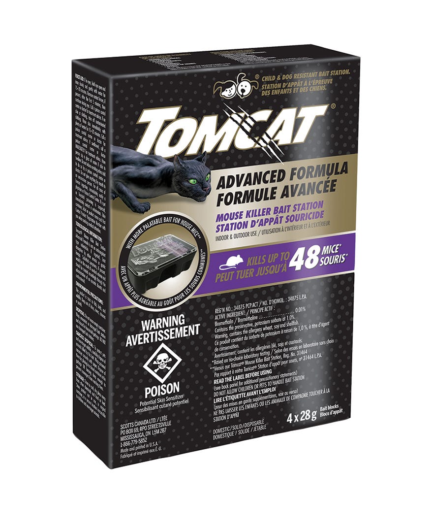 Tomcat Mouse Killer Bait Station, Disposable, 4 X 28G