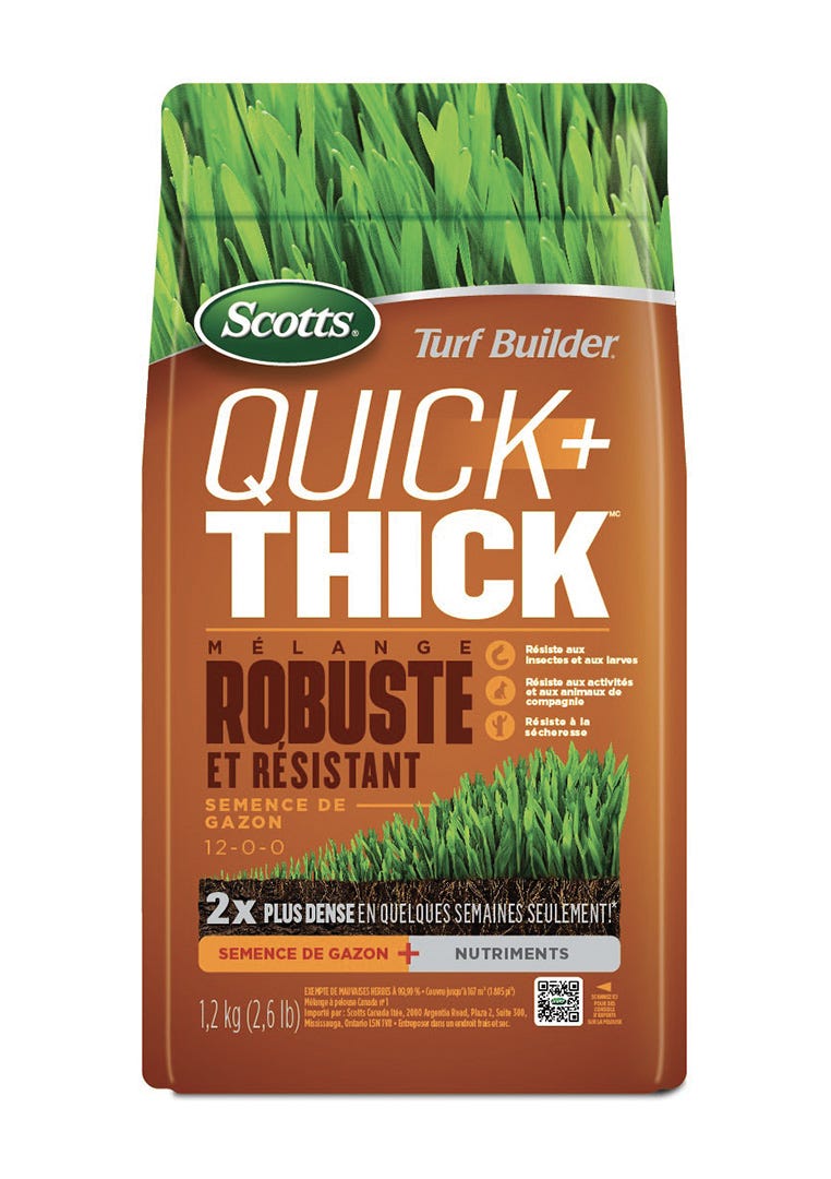TURF BUILDER QUICK + THICK Grass Seed Mix, Robust and Resistant Blend, 2.6 lbs