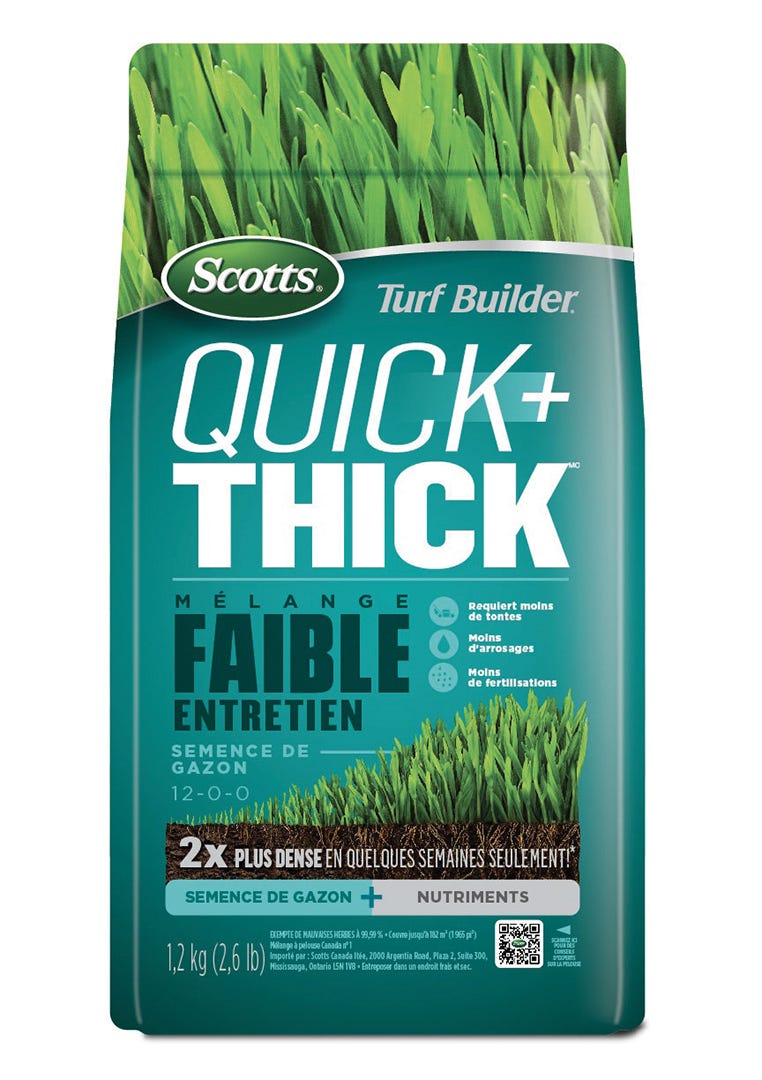 TURF BUILDER QUICK + THICK Grass Seed Mix, Low Maintenance, 2.6 lbs