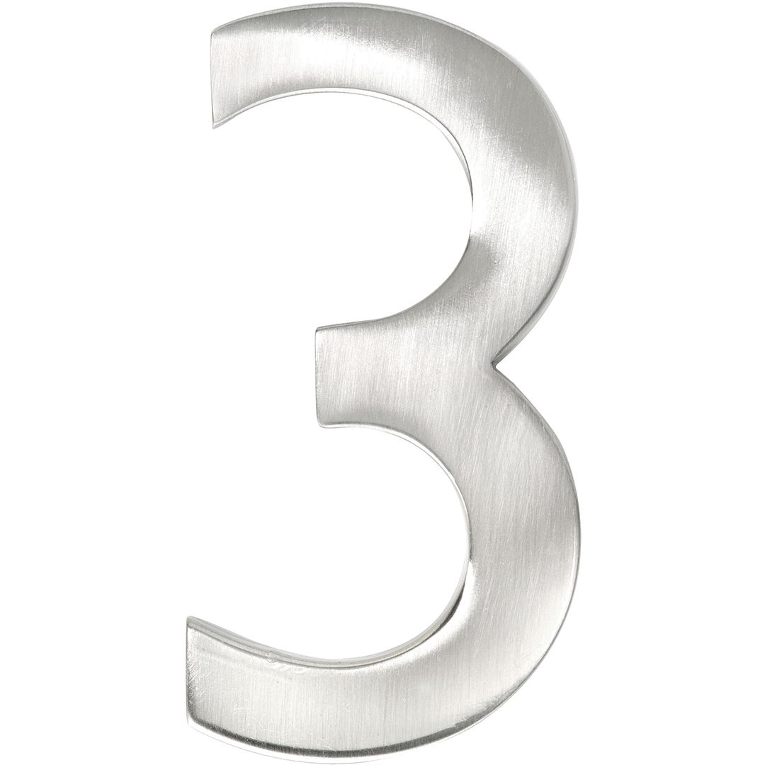 MODERN #3 House Number, 3 in., Satin Nickel