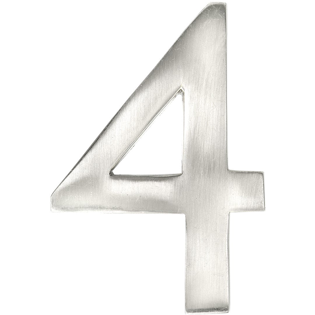 MODERN #4 House Number, 3 in., Satin Nickel