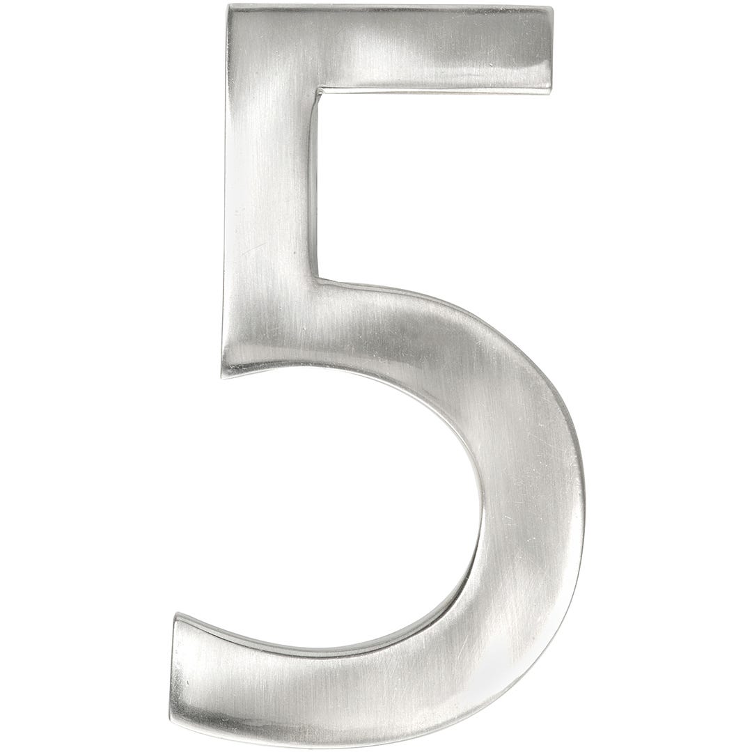 MODERN #5 House Number, 3 in., Satin Nickel