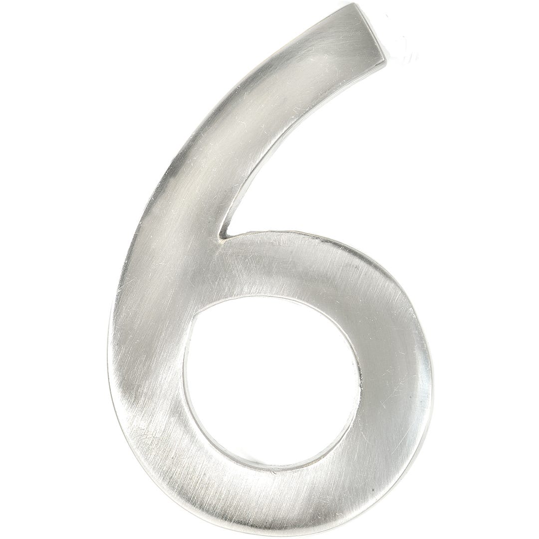 MODERN #6 House Number, 3 in., Satin Nickel