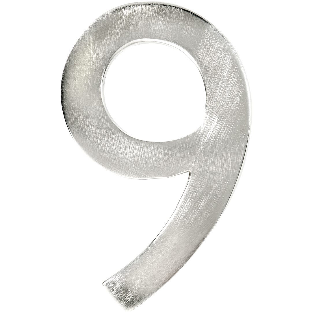 MODERN #9 House Number, 3 in., Satin Nickel