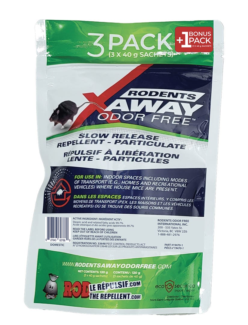 RODENTS AWAY ODER FREE Slow Release Repellent, particulate, 3/Pack