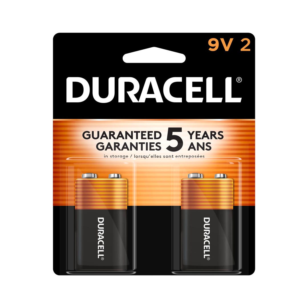 DURACELL 9V Battery, 2/Pack