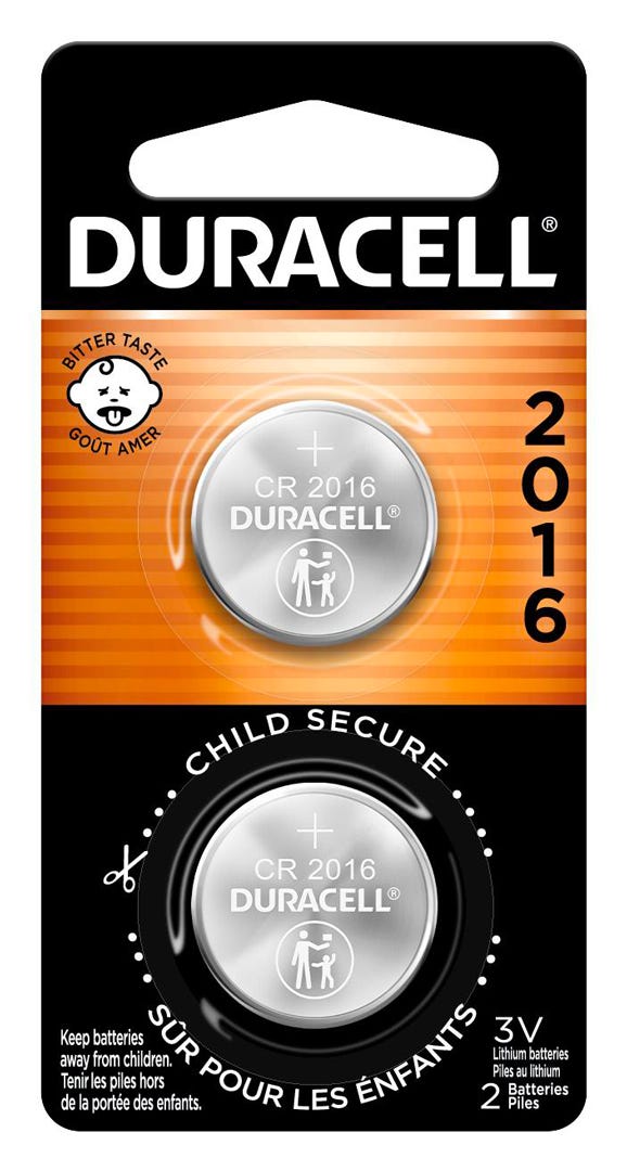 DURACELL Lithium Button Battery 2016, 2/Pack