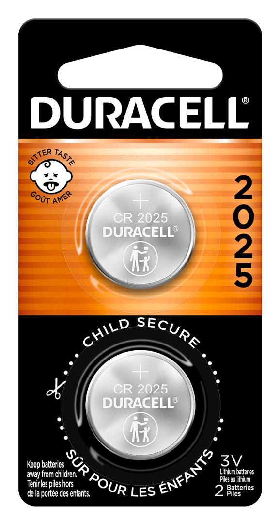 DURACELL Lithium Button Battery 2025, 2/Pack