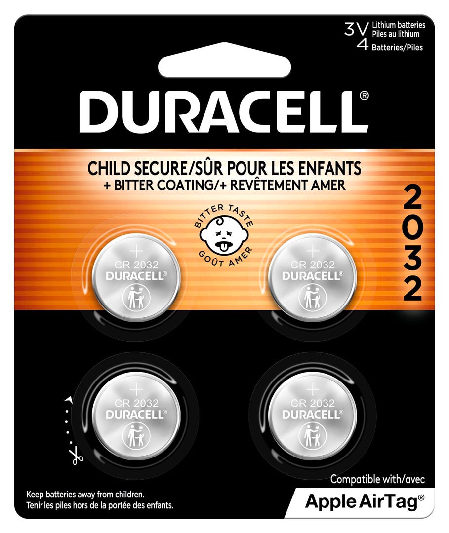 DURACELL Lithium Button Battery 2032, 4/Pack