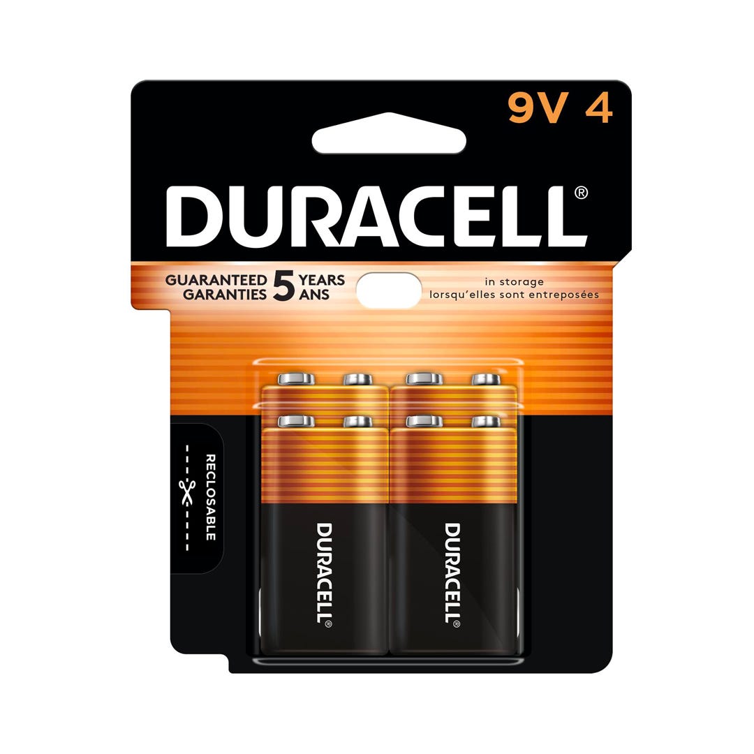 DURACELL 9 Volt Battery, 4/Pack
