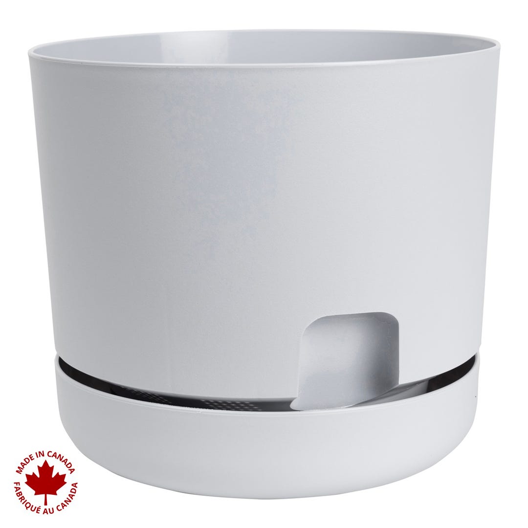 OASIS Pot with Water Reservoir, 10 in., Light Gray