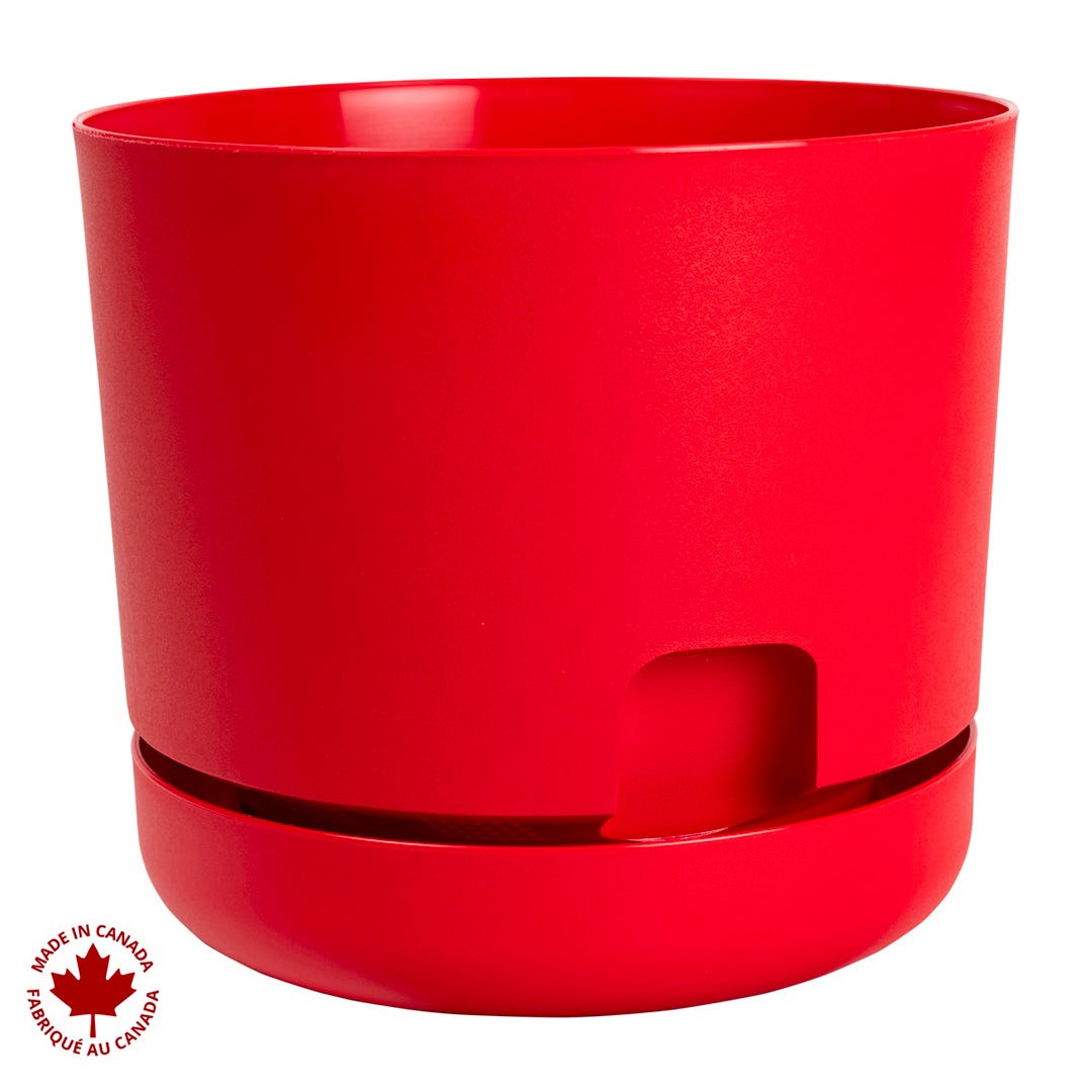 OASIS Pot with Water Reservoir, 10 in., Red