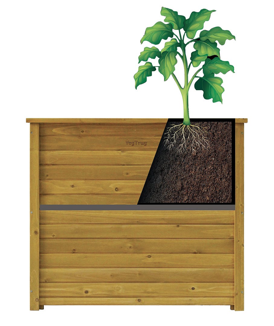VEGTRUG Tall Wooden Planter, Natural