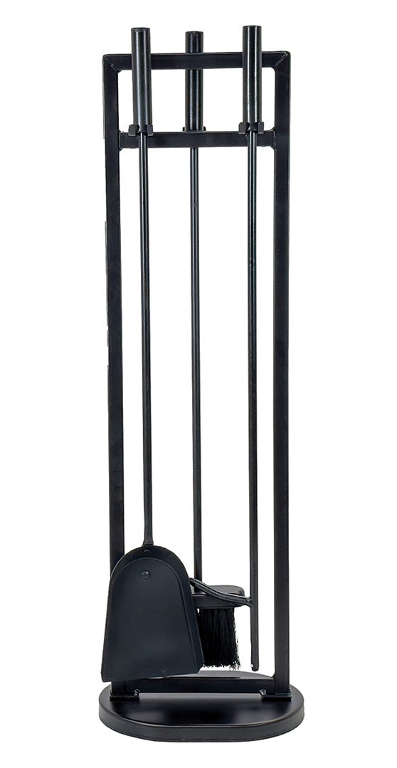 4-piece fireplace tool set, black.