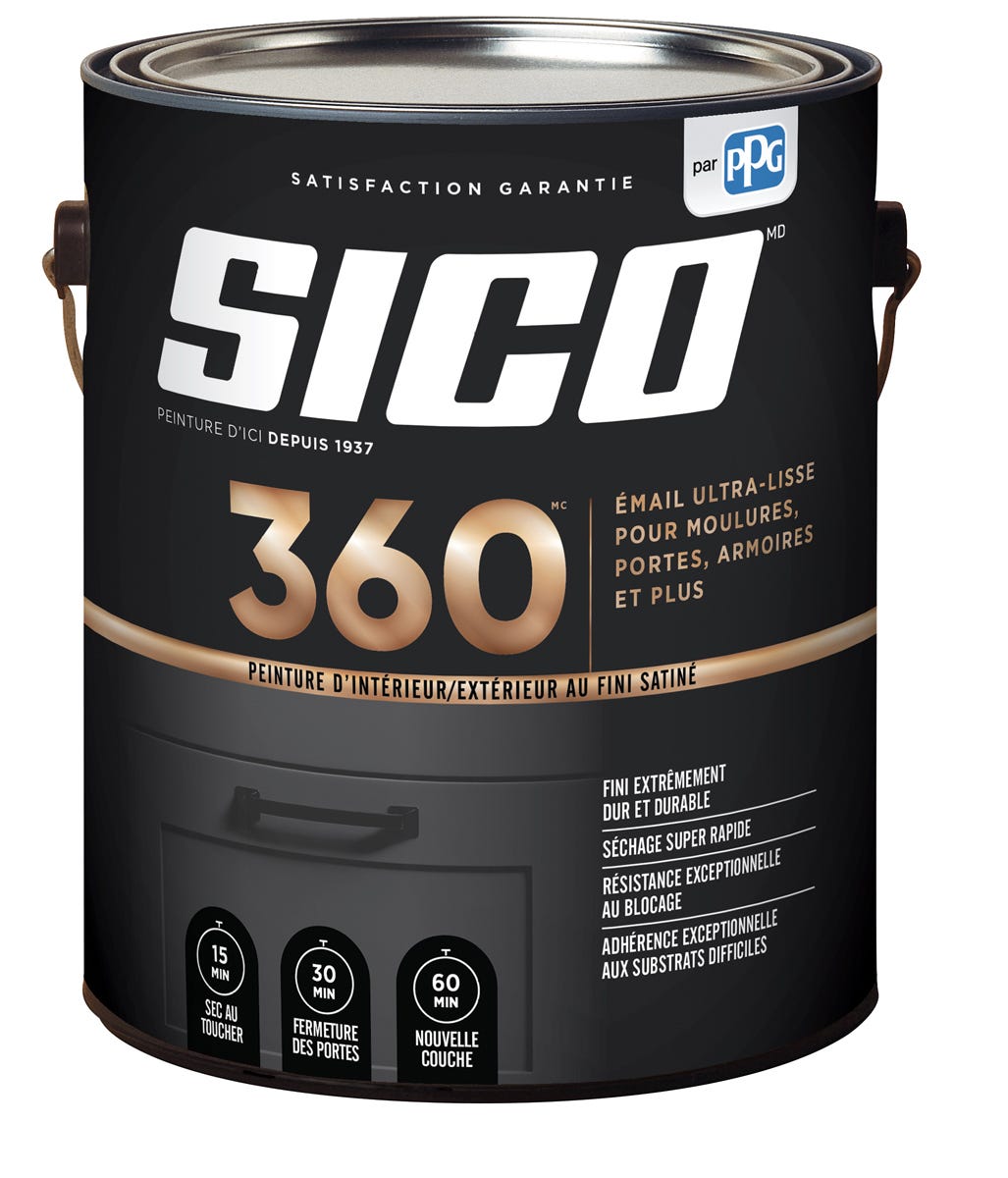 360 Interior/Exterior Paint, Satin Finish, Medium Base, 3.43 L