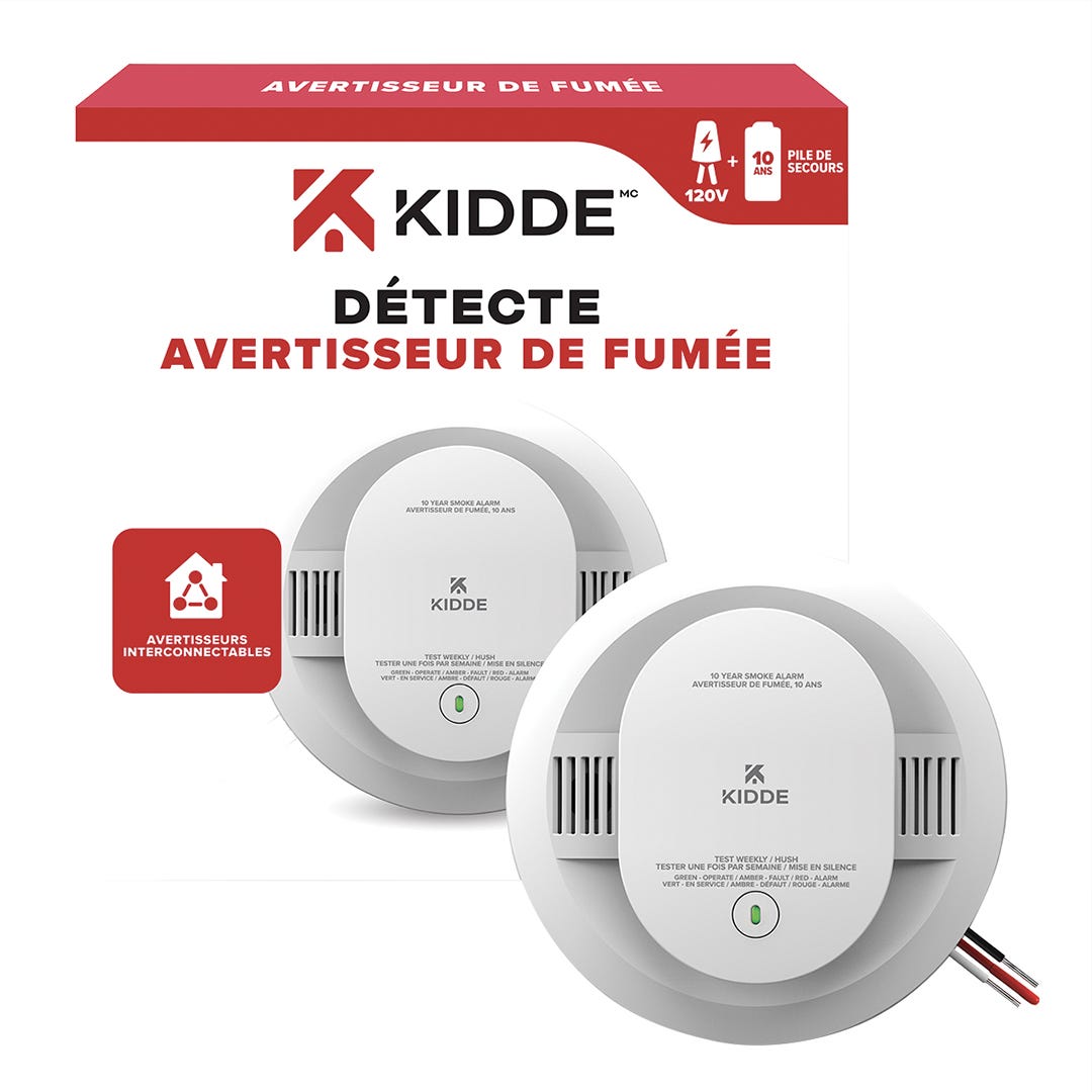 KIDDE Smoke Detector, 120 V,  Sealed Lithium Backup Battery