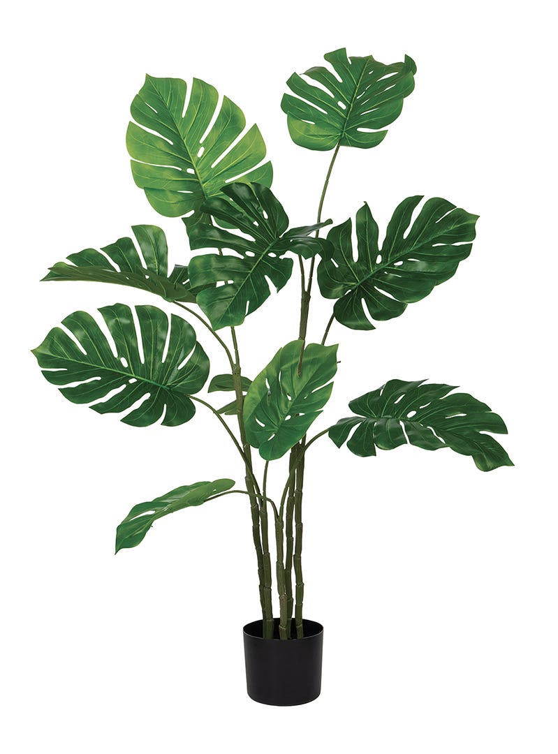 Artificial Monstera For Indoor & Outdoor Use In Black Pot, 47  in.