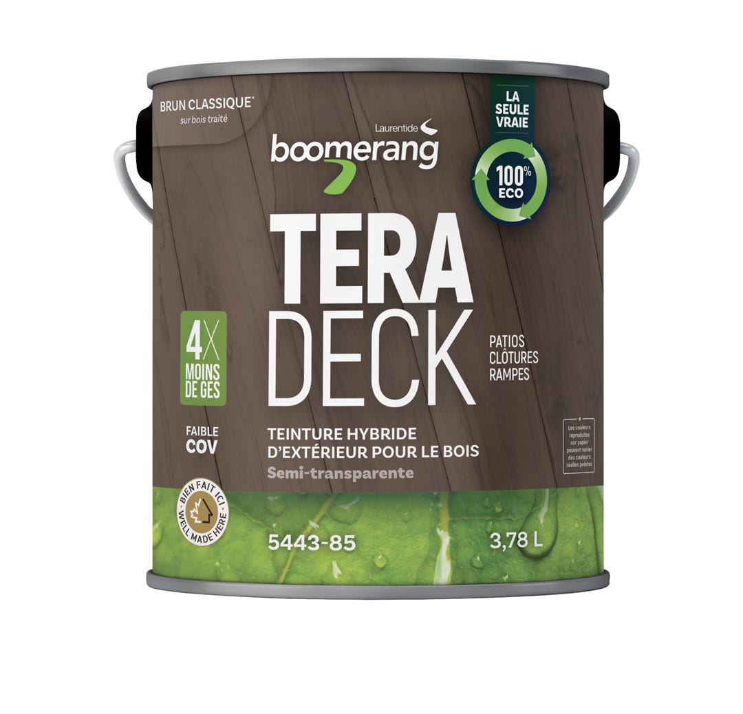 Outdoor Hybrid Stain for Wood, semi-transparent, classic brown, 3.78 L