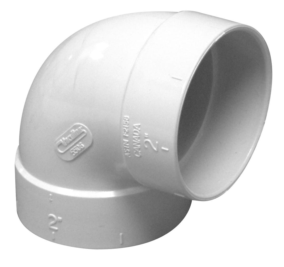 PVC Short 90° Elbow for Central Vacuum System, 2-in.
