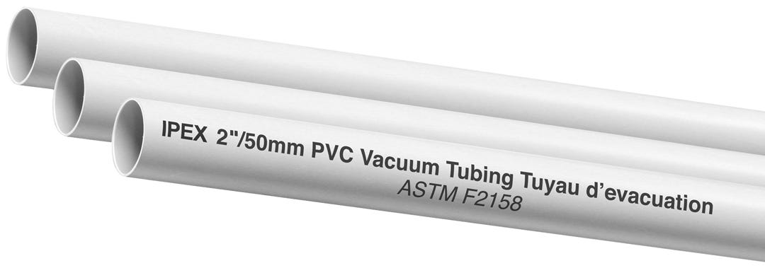 PVC Pipe for Central Vacuum System, 2-in. X 10-Ft.