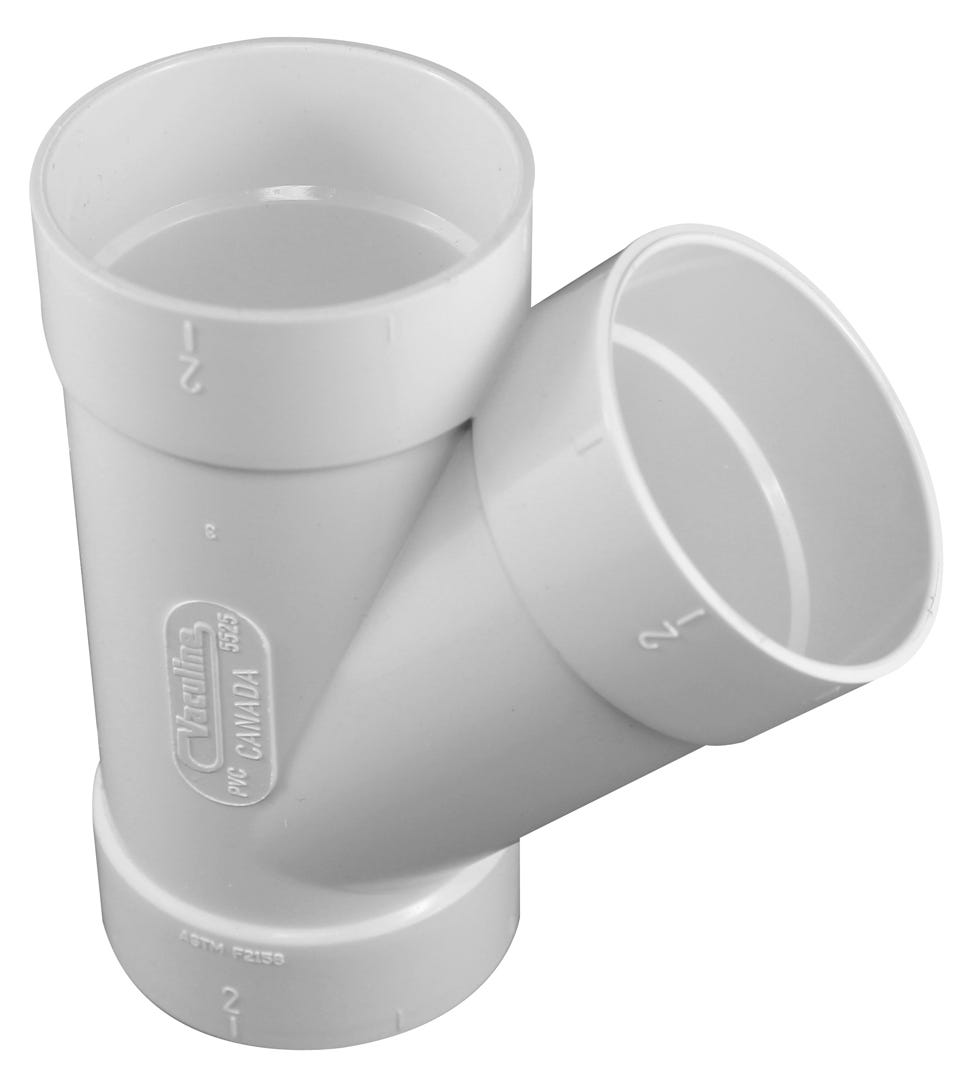 45° PVC ”Y” for Central Vacuum System, 2-in.
