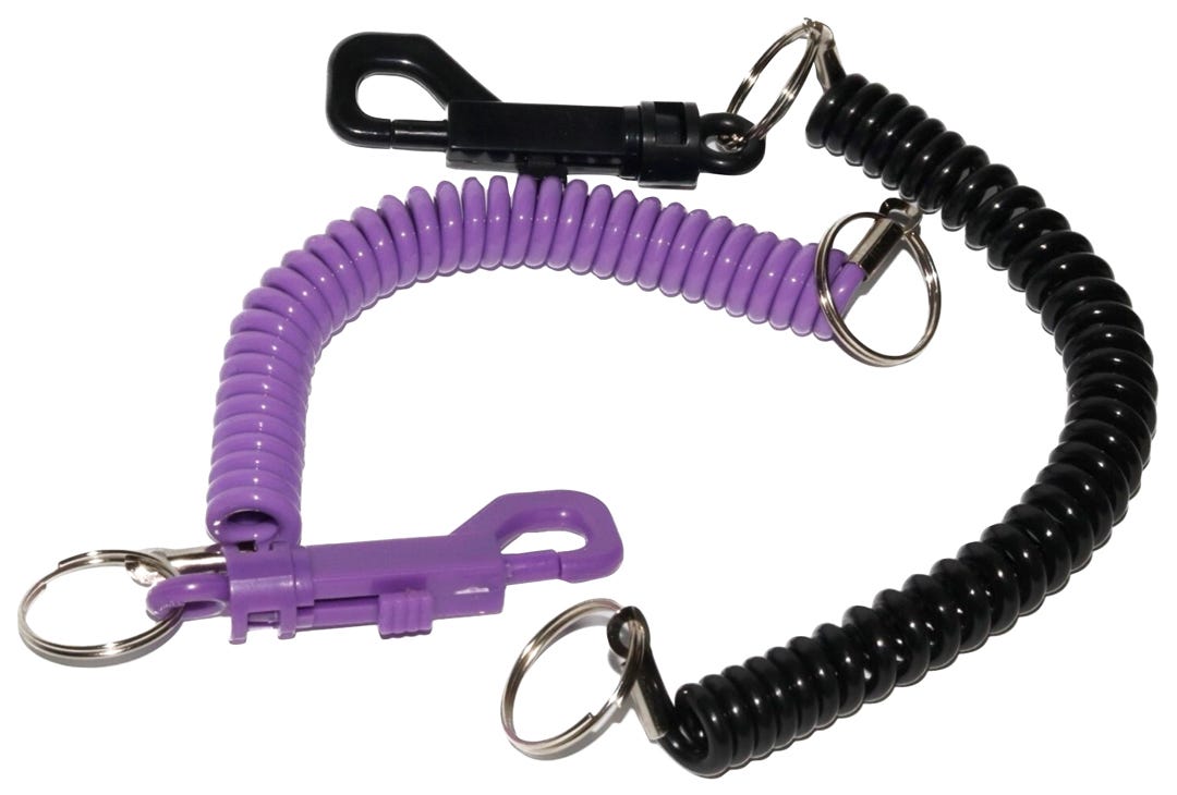 Elastic Spring Key Ring with Carabiner, Assorted
