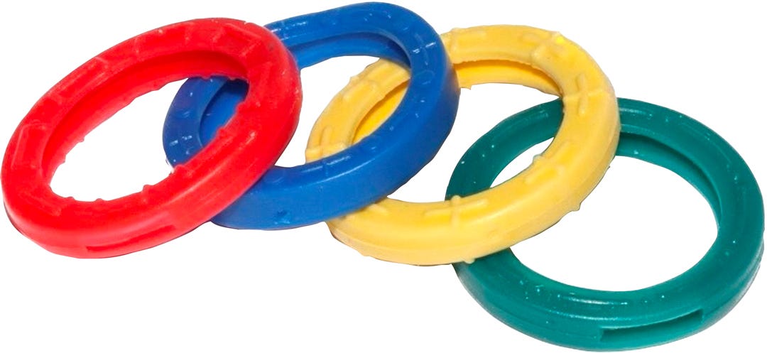 Key ID Rings, Assorted, 4/Pack