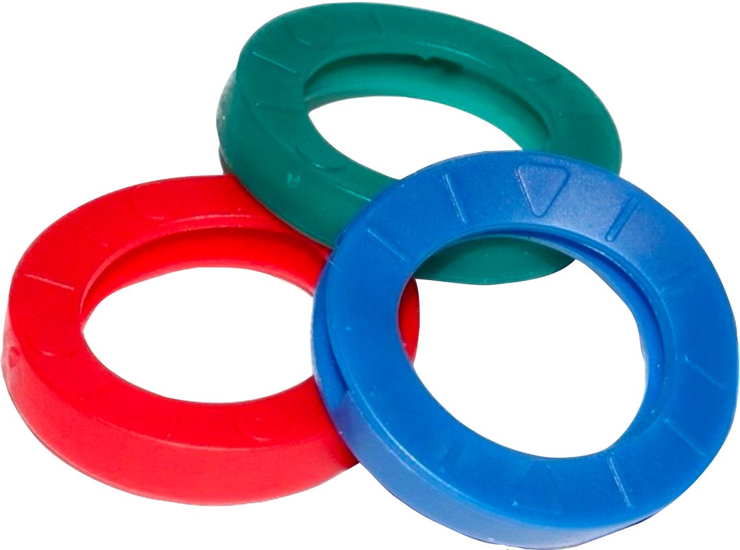 Large-Size Identification Rings for Keys, Assorted, 4/Pack
