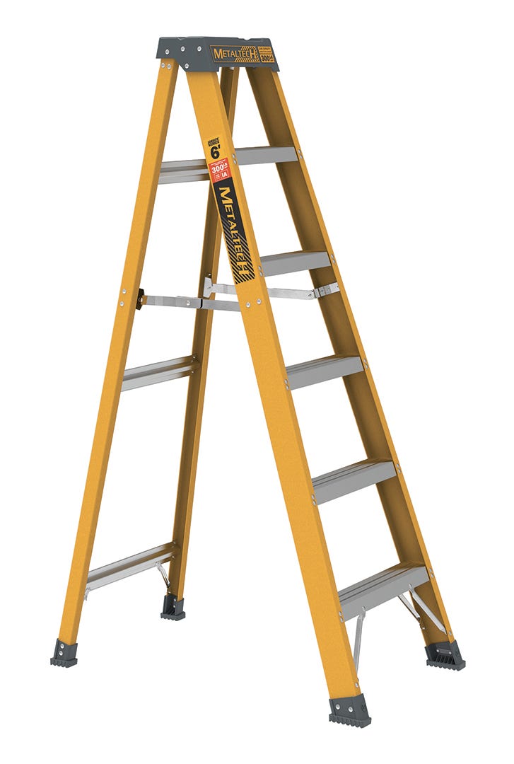 Fiberglass Stepladder, Grade 1A, 6 ft.
