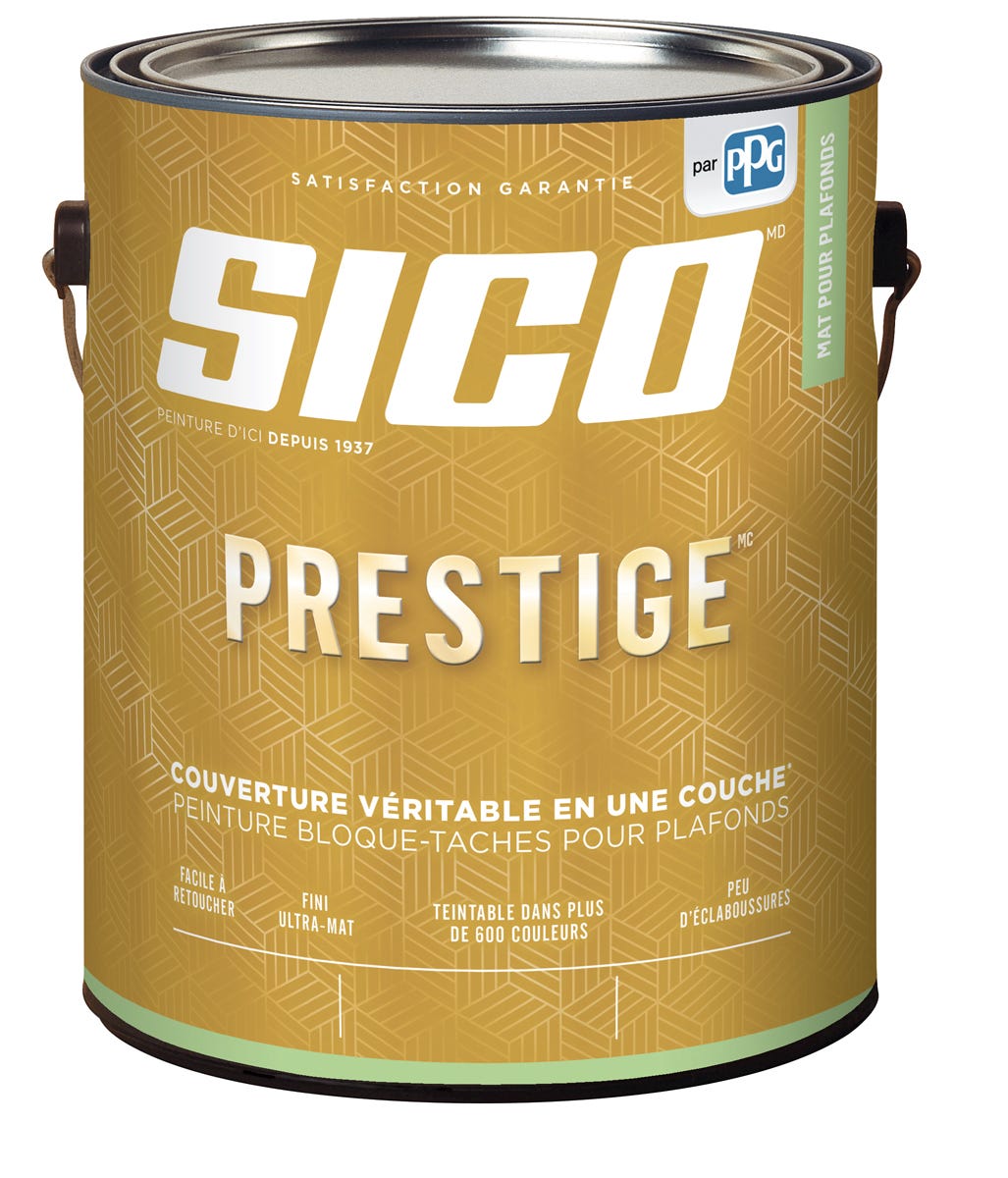 PRESTIGE Paint Flat Ceiling, Matte Finish, White, 3.78 L