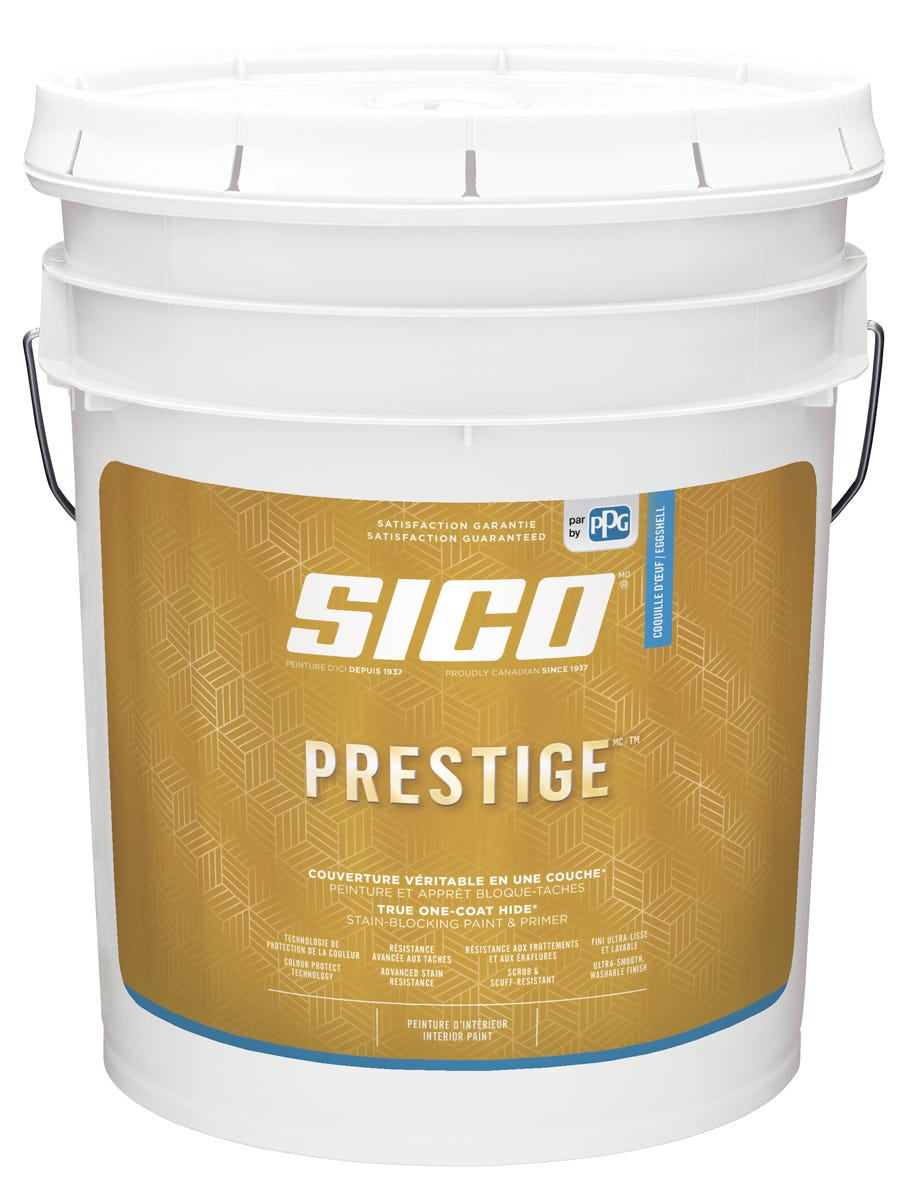 PRESTIGE Paint, Interior, Eggshell Finish, Tintable White, 18.3 L