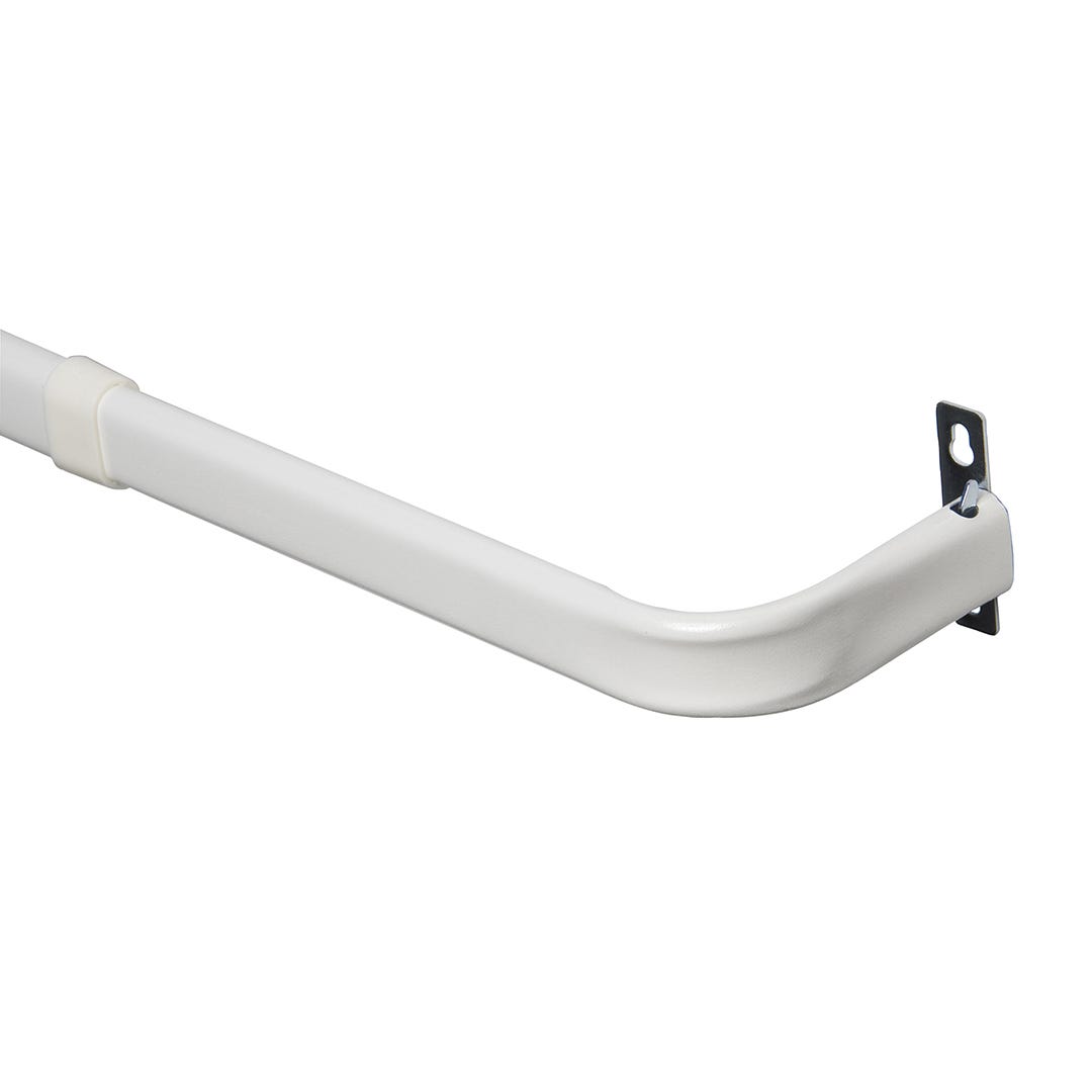 Single J Curtain Rod, 2-1/2 in., 84 in. to 120 in., White