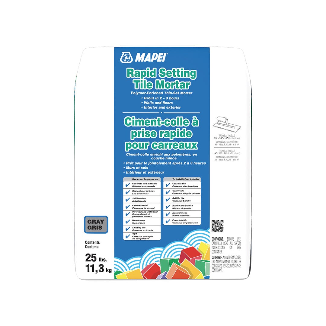 Rapid Setting Tile Mortar, gray, 25 lbs