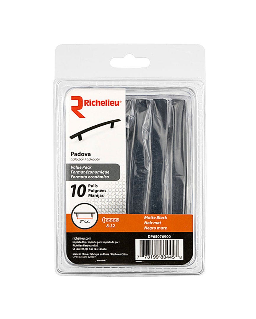 Transitional Metal Pulls, 3 in., Matte Black, 10/Pack