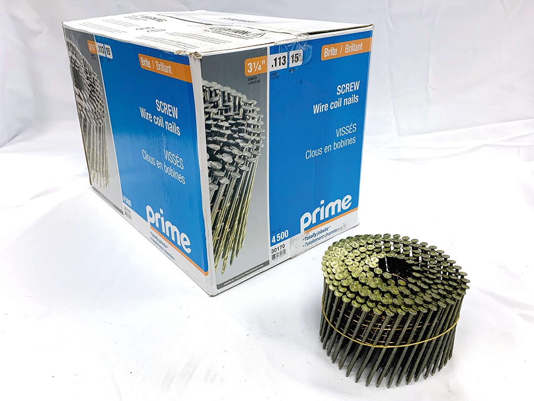 Framing Coil Nail Screws Shank, 15 degrees, 3-1/4 in., 4500/box