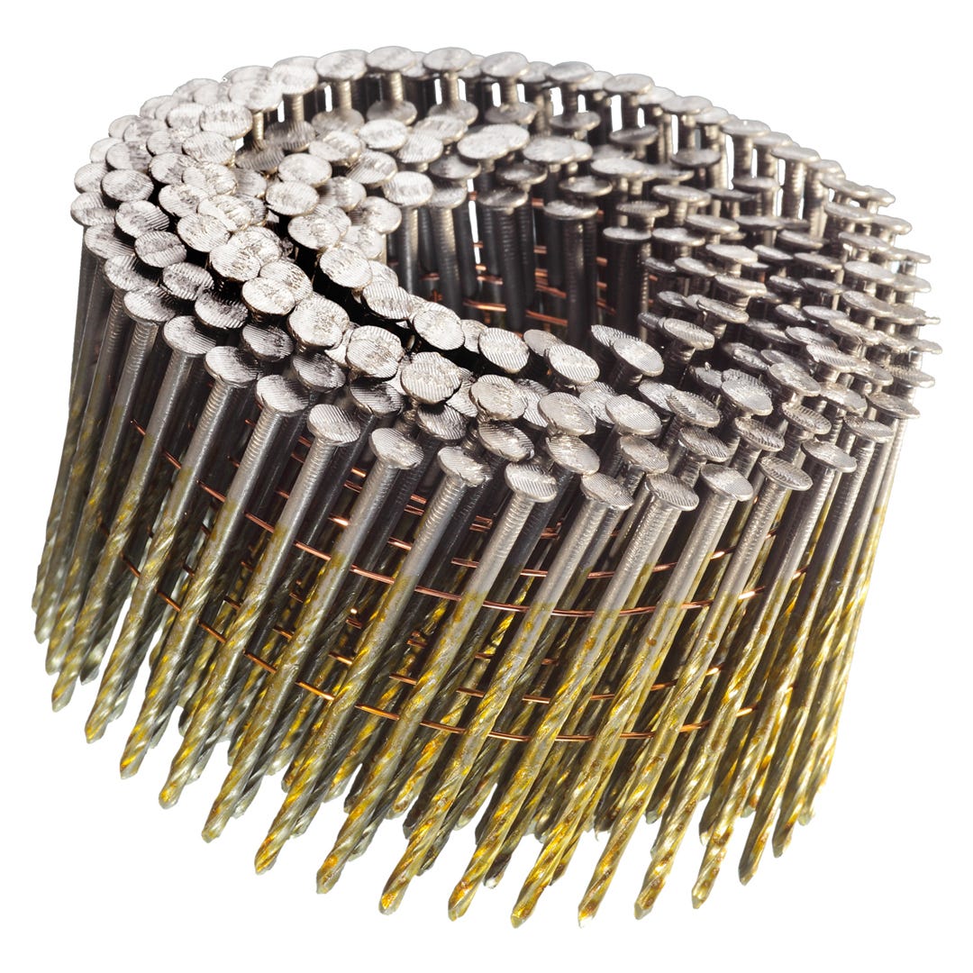 Coil Nails, Hot-Dipped Galvanized, Spiral Shank, 15°, 3-1/4 x .120 in., 4500/Box