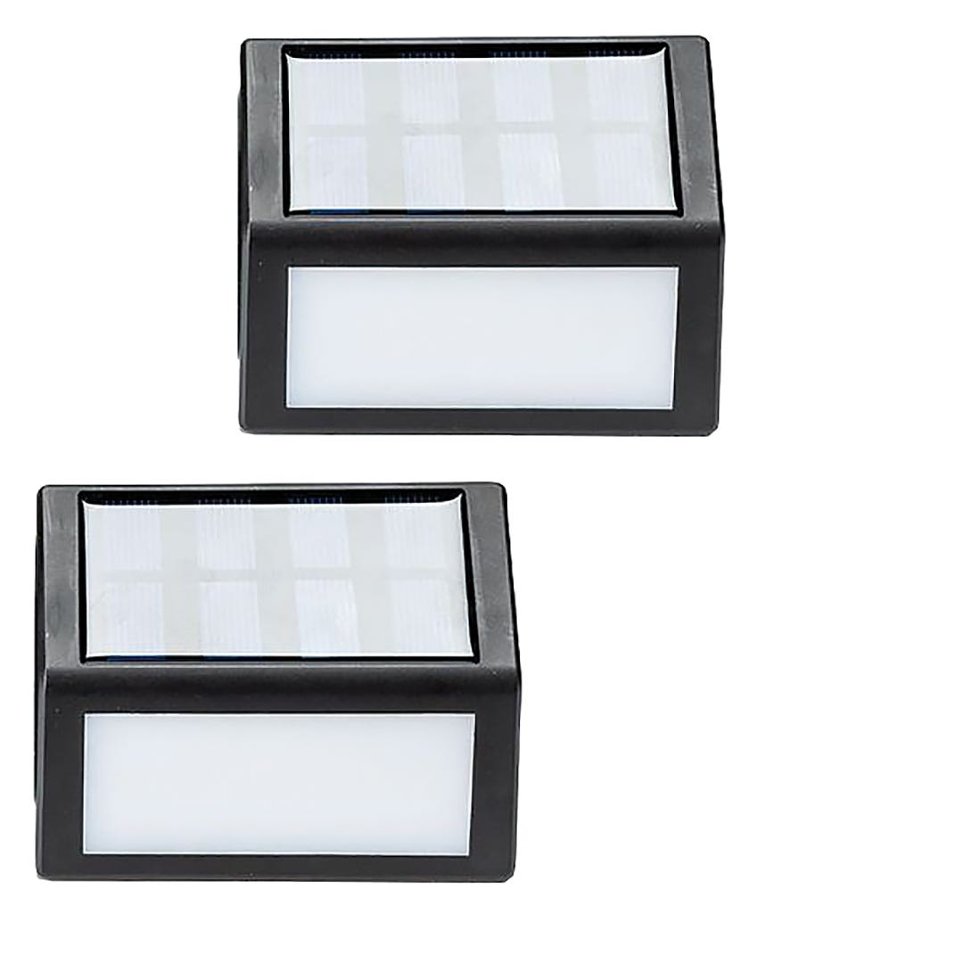 Set of 2 LED Solar Wall Lights, Black