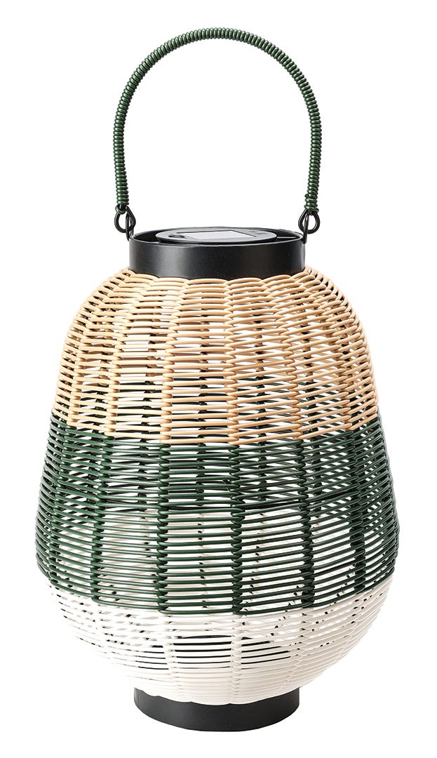 Rattan Solar Lantern, 33.5 cm, Warm White