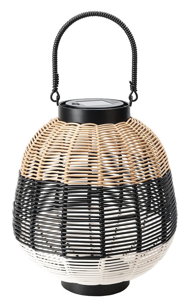 Rattan Solar Lantern, 29 cm, Warm White