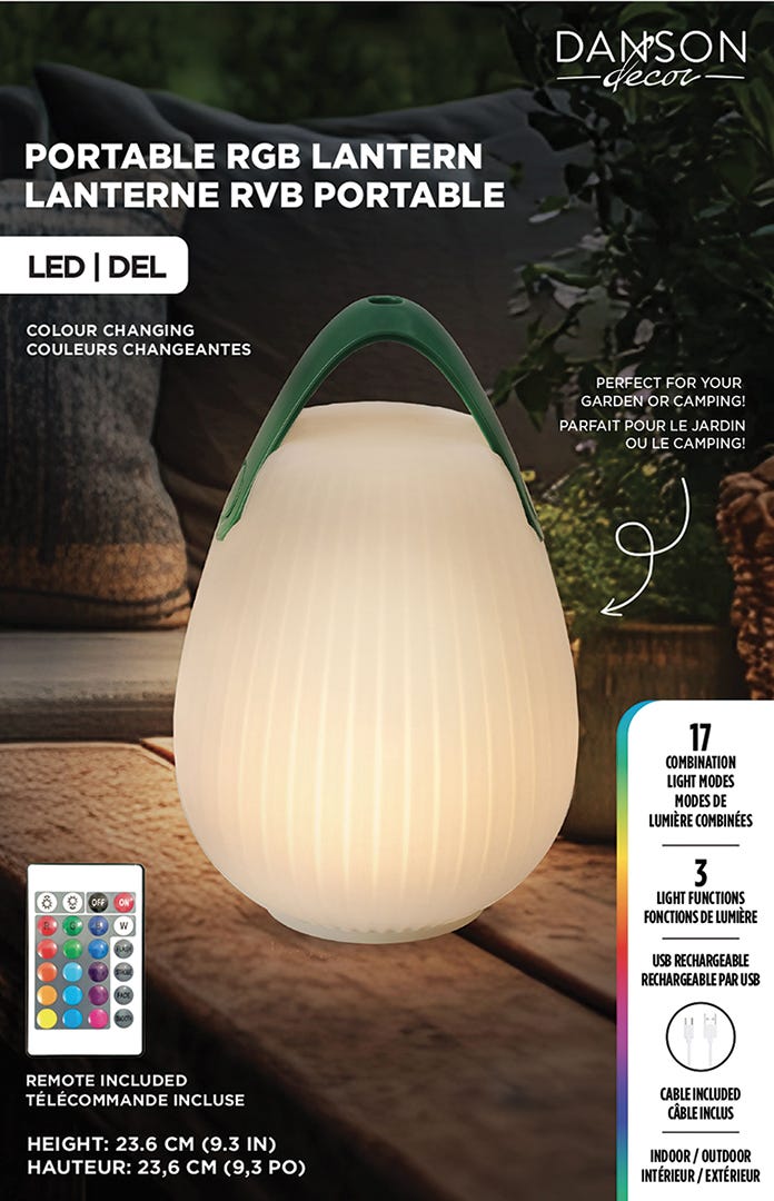 White LED Lantern, 23.6 cm, RGB + Pure White